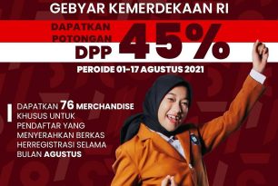 Gebyar Kemerdekaan RI Periode 01-17 Agustus 2021 Potongan DPP 45 Persen
